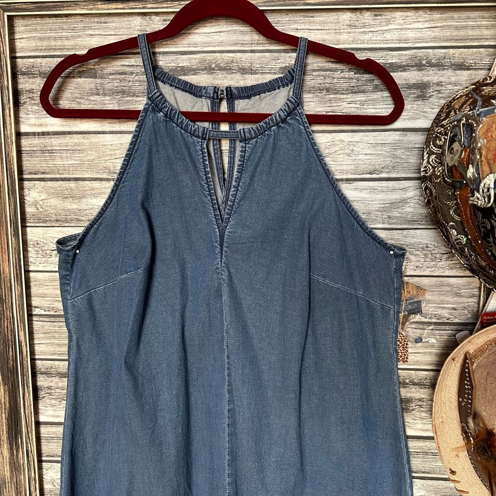 UpCycled Recycled Repurposed Dip Dyed Denim Dress Gypsy Boho shark a line sassy - Picture 3 of 3